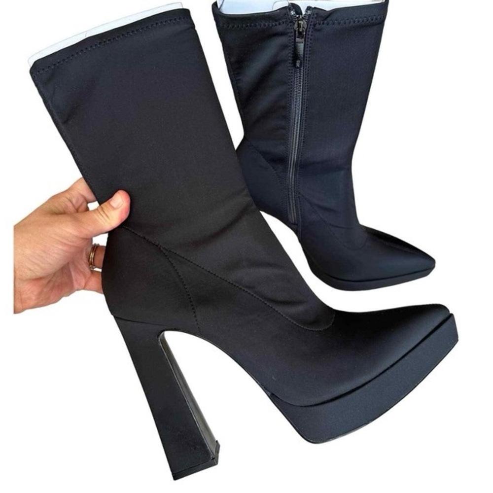 ZARA Nylon Stretch Platform Ankle Boot-Size 10/41 Black RARE FIND! READ!